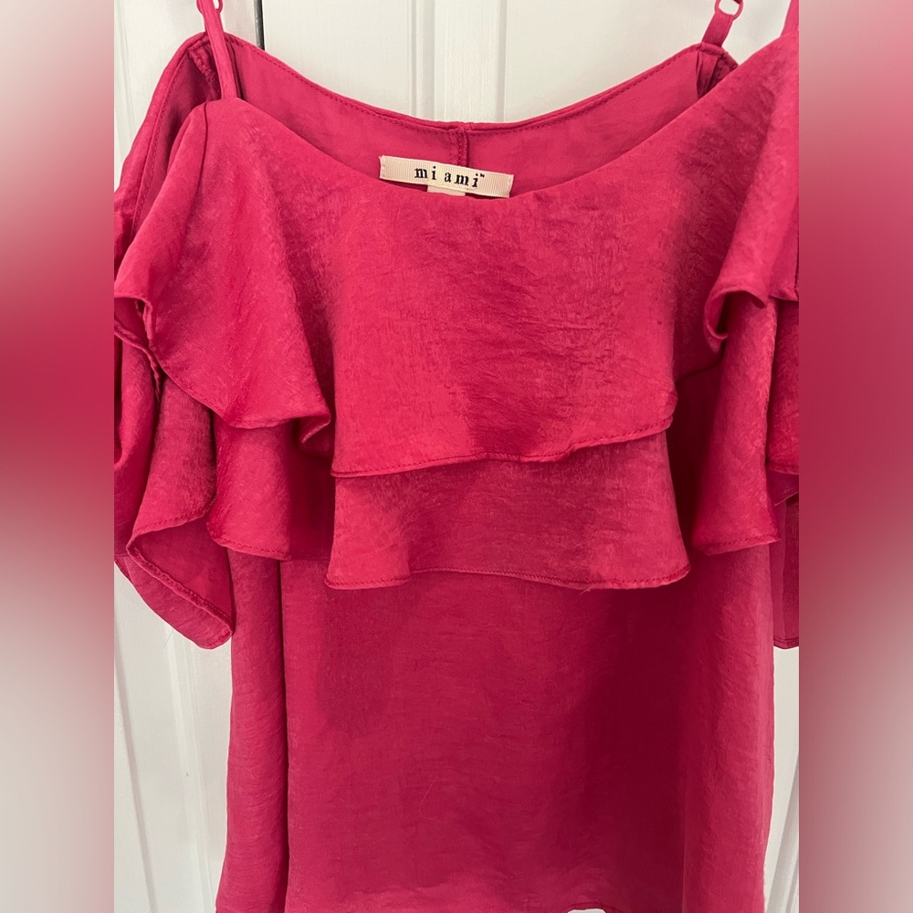 Miami Ruffle Tank Hot Pink Size Small - Picture 2 of 7